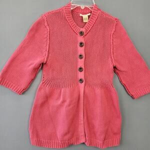 Ruff Hewn Pink Coral Button Up Cardigan Knit Sweater 3/4 Sleeve Women Size S Top